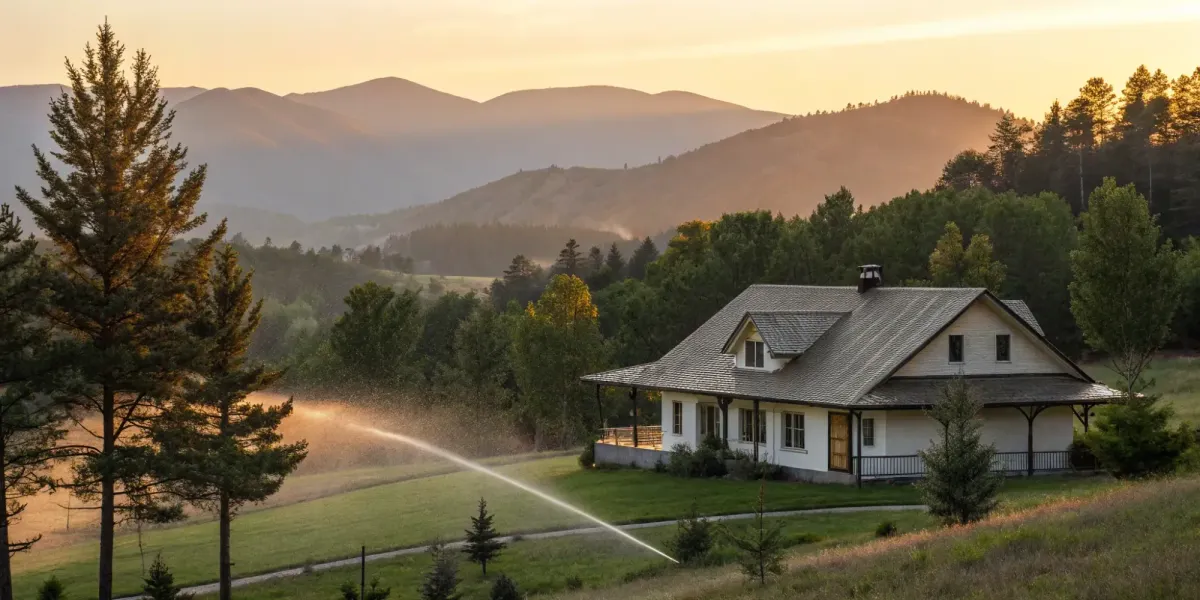 A home with defensible space prepared for a home insurance quote in a high-risk fire zone.