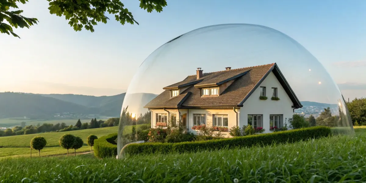 A broker protects a hard-to-insure home in a rural area with a transparent dome.