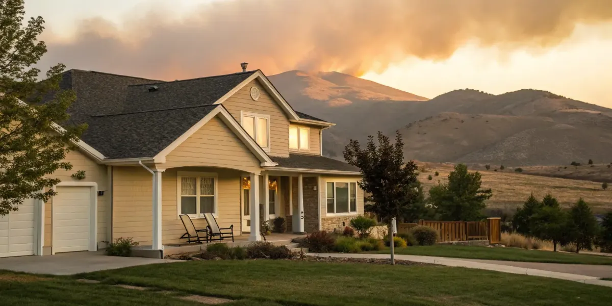 A home in a high-risk wildfire zone requiring a surplus lines broker for home insurance.