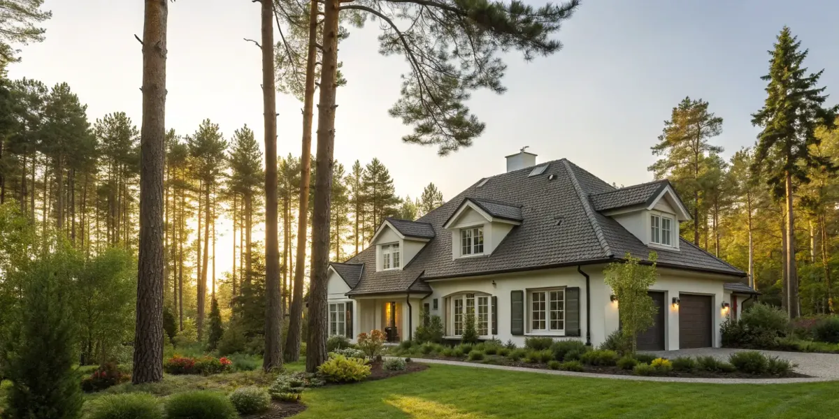 A modern home in a high fire risk area requiring a specialized insurance broker.
