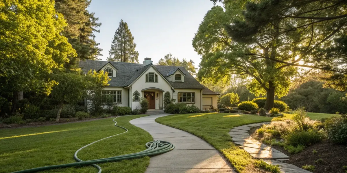 A unique home with a landscaped yard covered by non-standard homeowners insurance carriers.