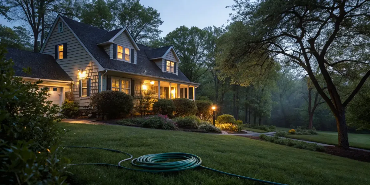 A custom home at dusk requiring a tailored homeowners insurance policy.