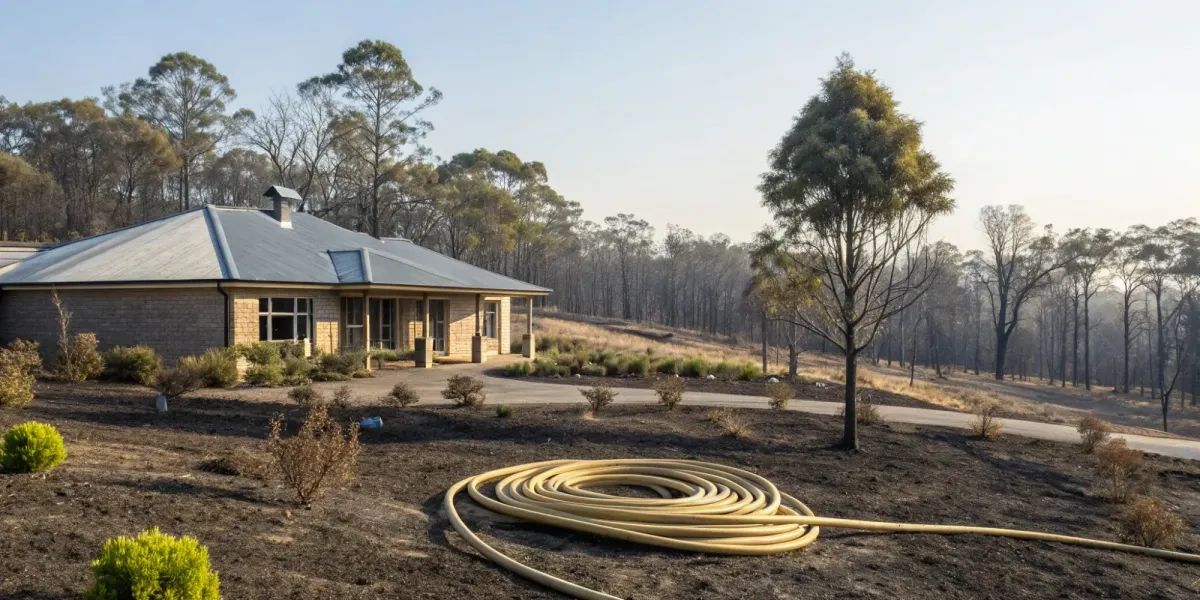 A home protected by defensible space to get insurance discounts for fire mitigation.