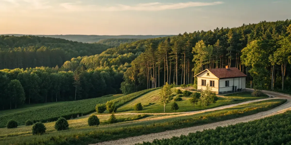 A home with defensible space for wildfire mitigation and homeowners insurance credits.