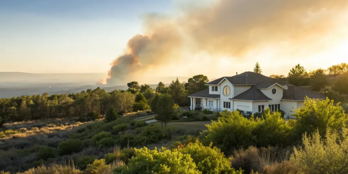 A home threatened by a wildfire and what homeowners insurance covers.