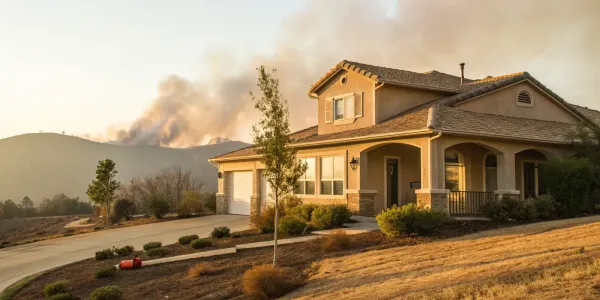 California home threatened by wildfire smoke.