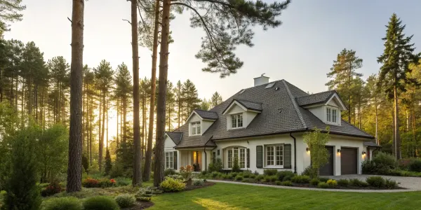 A modern home in a high fire risk area requiring a specialized insurance broker.