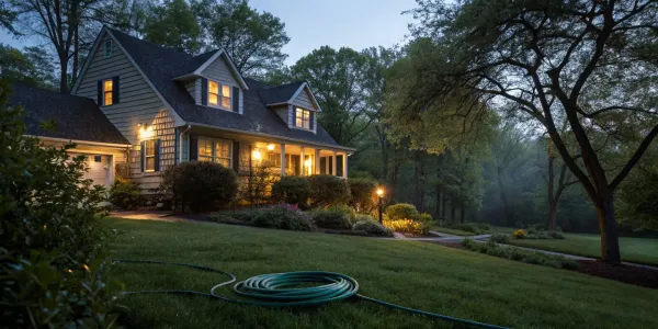 A custom home at dusk requiring a tailored homeowners insurance policy.