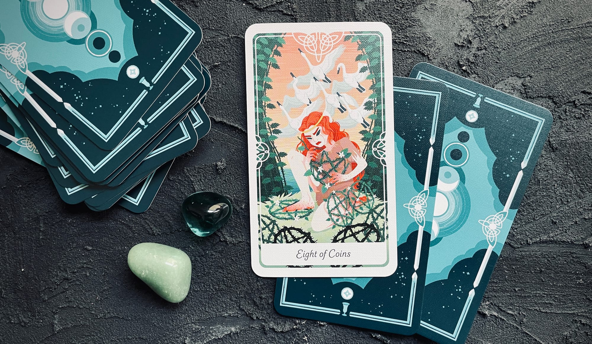 eight of coins from the tarot of the divine