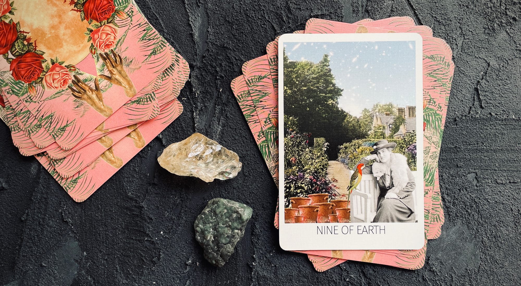 nine of earth from the rosebud tarot