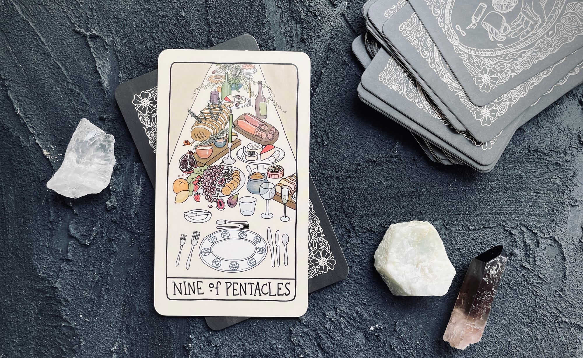 nine of pentacles from the fifth spirit tarot