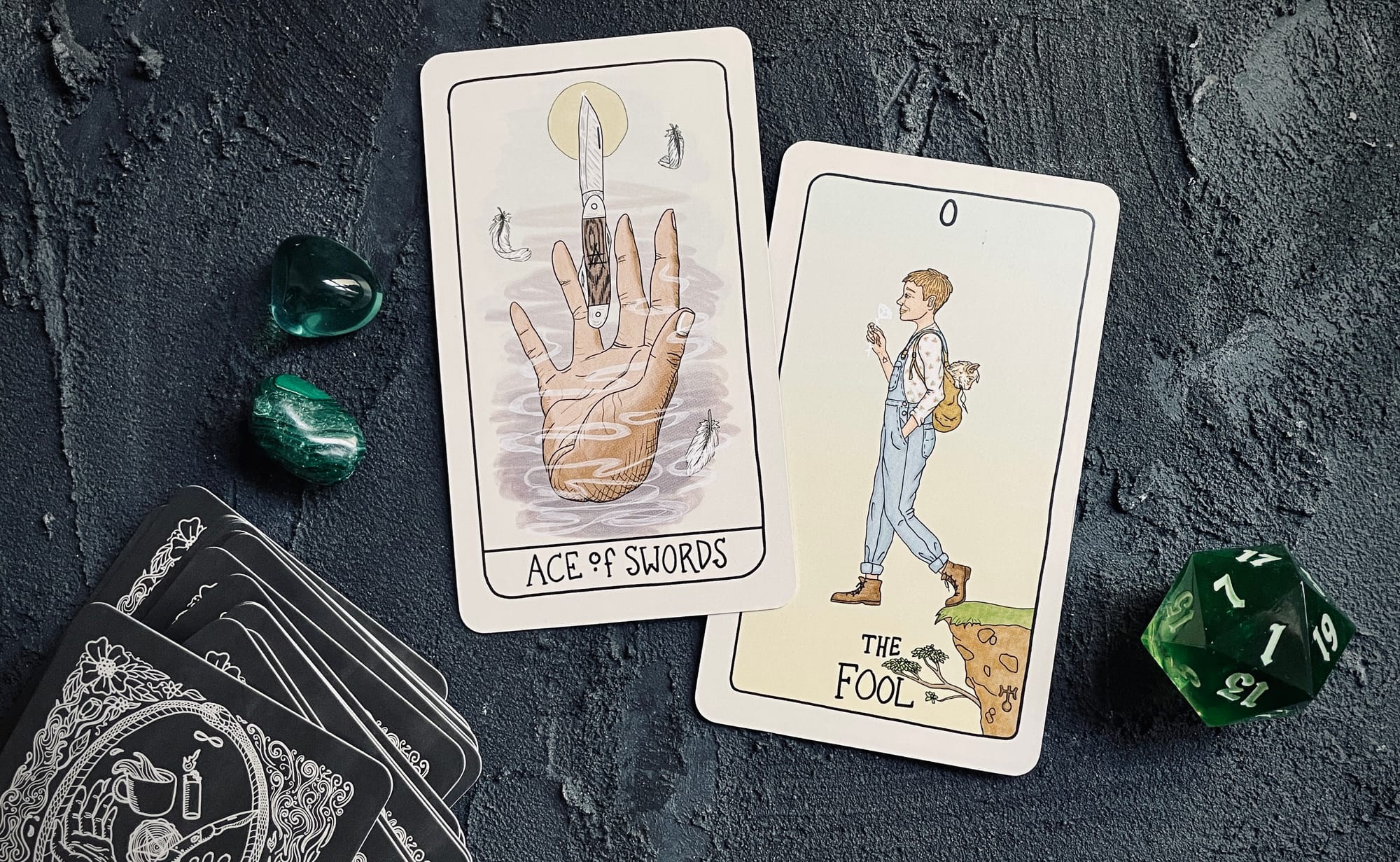 ace of swords & the fool from the fifth spirit tarot
