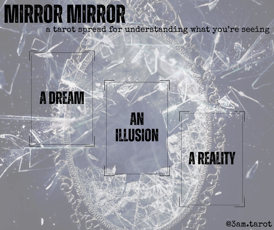 mirror mirror: a tarot spread for understanding what you're seeing. a dream / an illusion / a reality