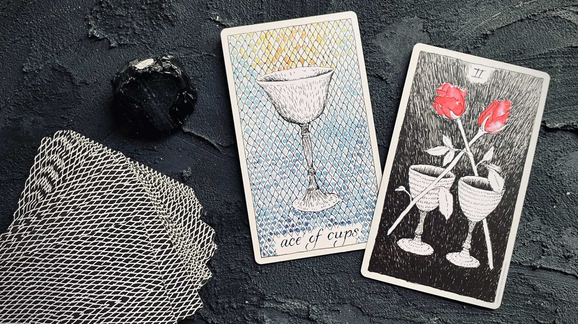 ace & two of cups from the wild unknown tarot