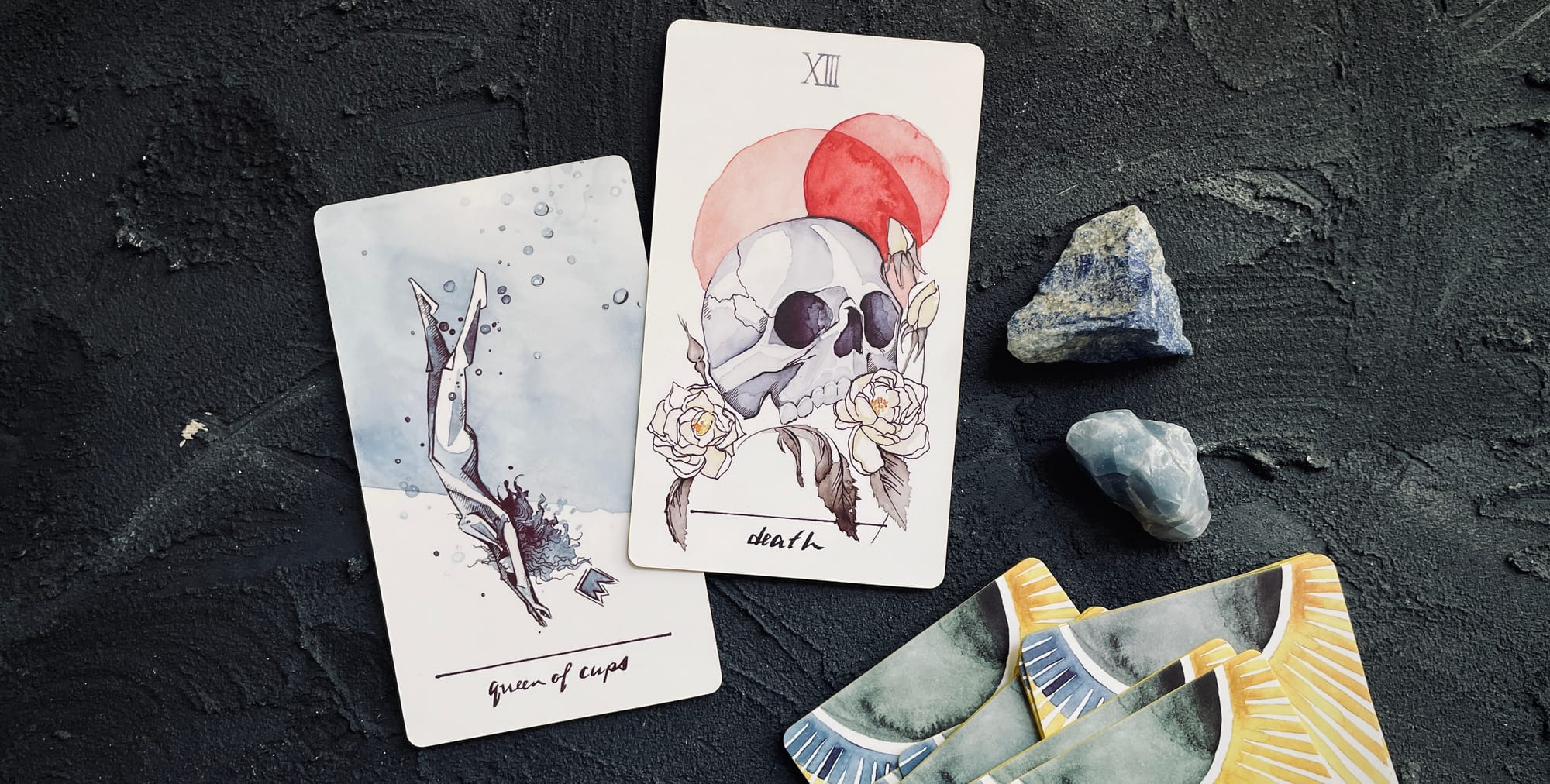 queen of cups & death from the vindur tarot