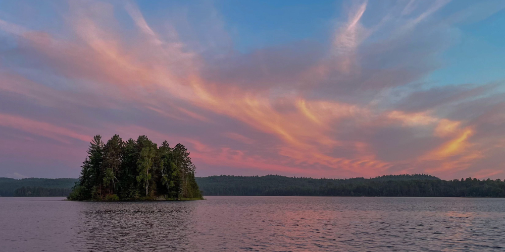 aylen lake, ontario at sunset