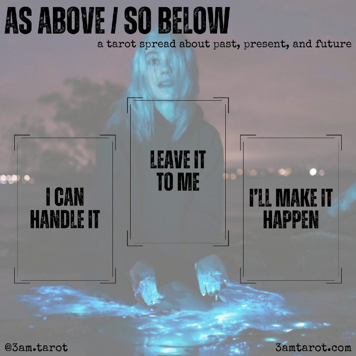 as above / so below: a tarot spread about past, present, and future. i can handle it / leave it to me / i'll make it happen