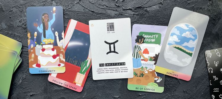 cards from the realest oracle (out in july, preorder here!) and the astrol-OG deck