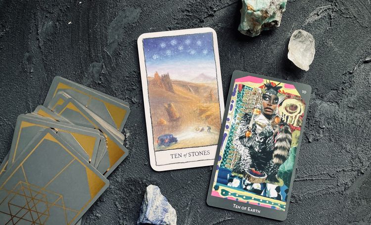 ten of pentacles from the mindscapes tarot and the lineages of change tarot