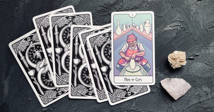 nine of cups from the this might hurt tarot