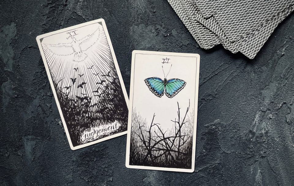 judgement and six of wands from the wild unknown tarot