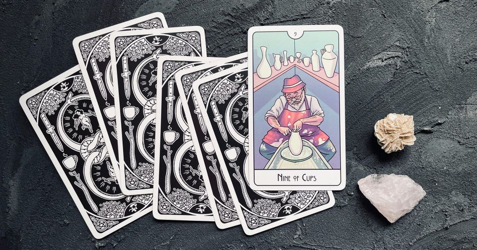 nine of cups from the this might hurt tarot