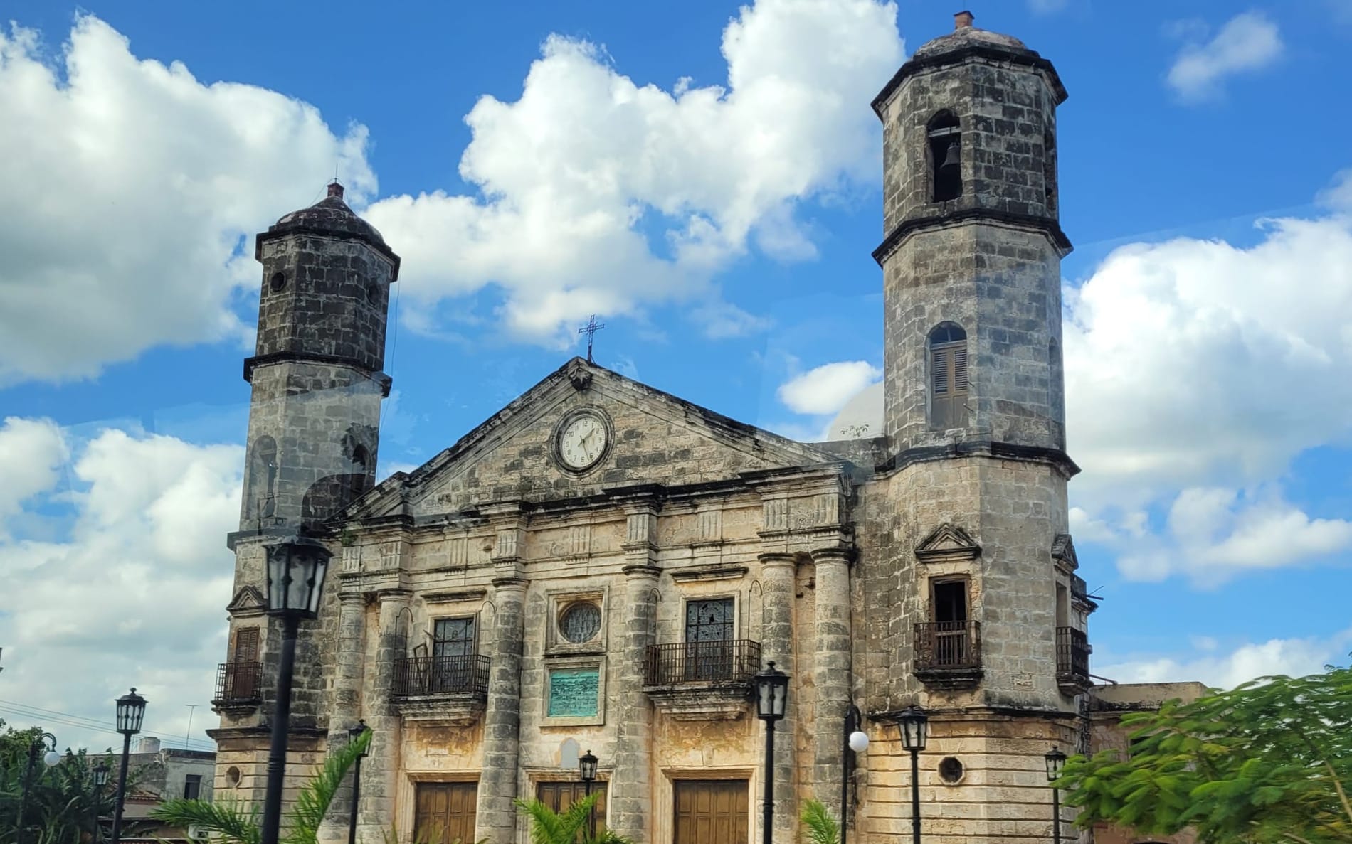An old stone building in a Cuban town 
