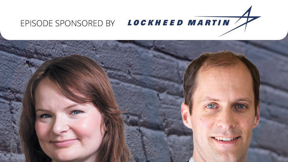 Two figures are superimposed on a brick wall, the text above reads "Episode sponsored by Lockheed Martin"