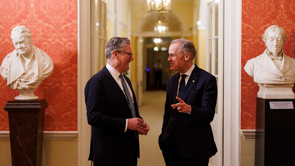 Prime Minister Keir Starmer meets with Canada's Prime Minister Mark Carney for a bilateral meeting in 10 Downing Street