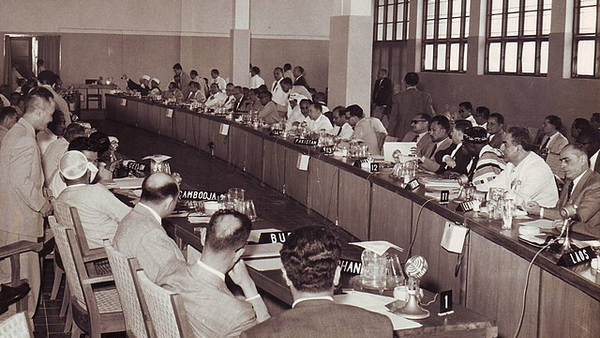  Delegations held a Plenary Meeting of the Economic Section during the African-Asian Conference in Merdeka Building, Bandung, on April 20th 1955.