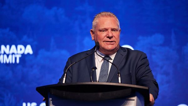 Ontario Premier Doug Ford appearing at a summit in 2023