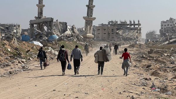 Forced Displacement of Palestinians in the Gaza Strip devastated by Israeli bombing, January 29, 2025