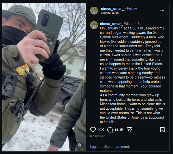 Brave person stands up to immigration enforcement efforts  that violate the 4th amendment.