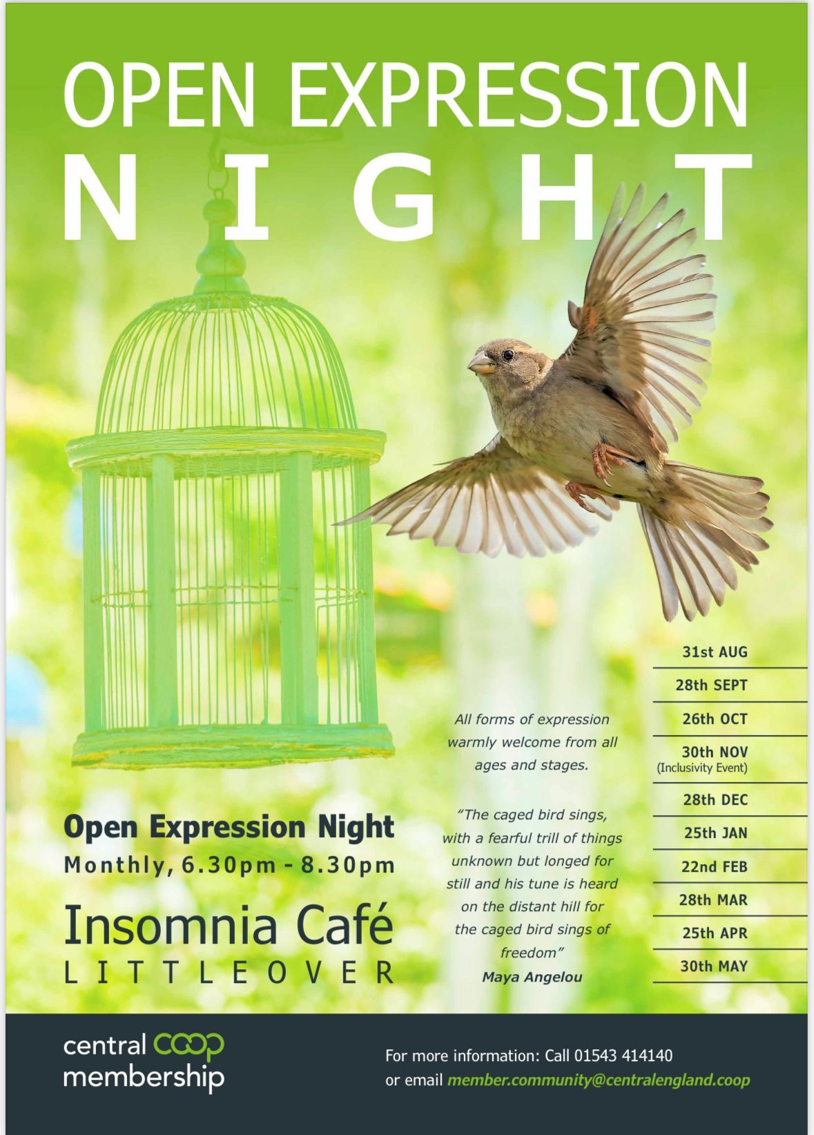 Come along and enjoy our Open Expression Nights