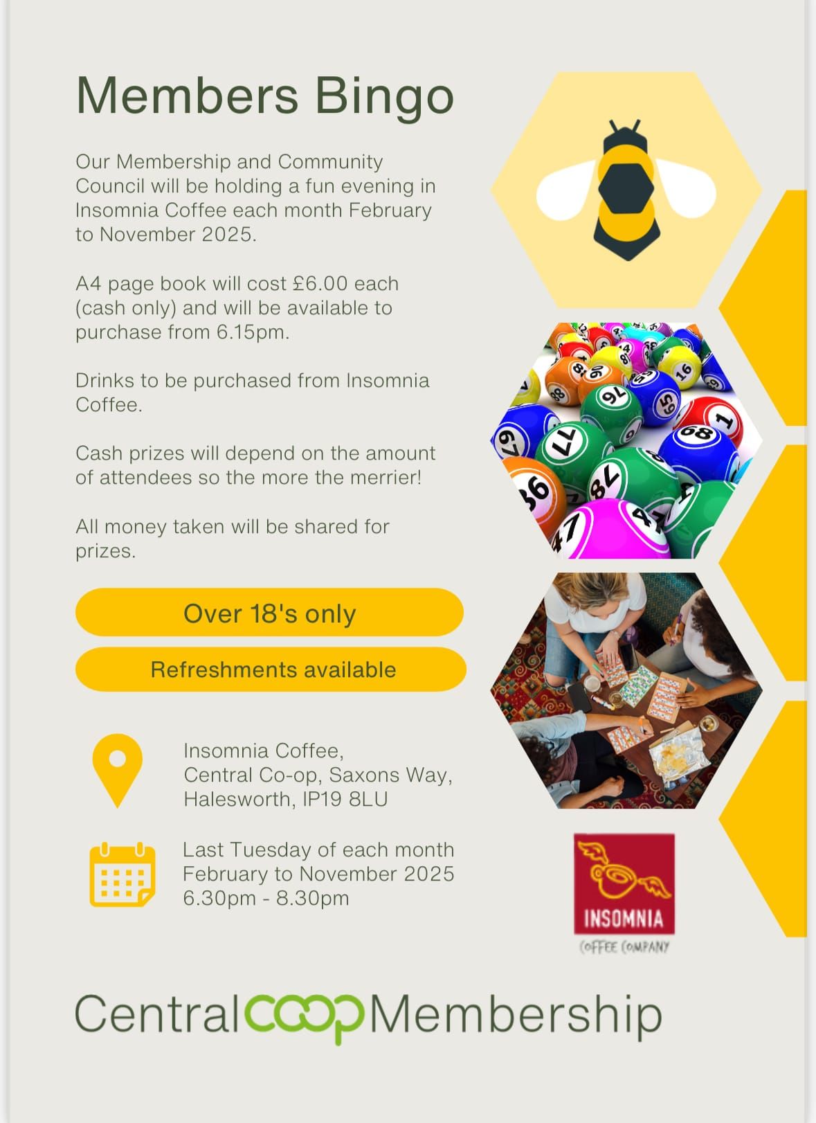 Members Monthly Bingo