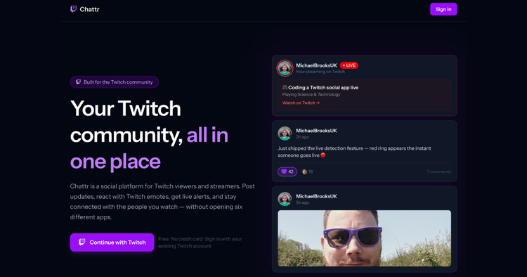 I built a Twitch social network called Chattr