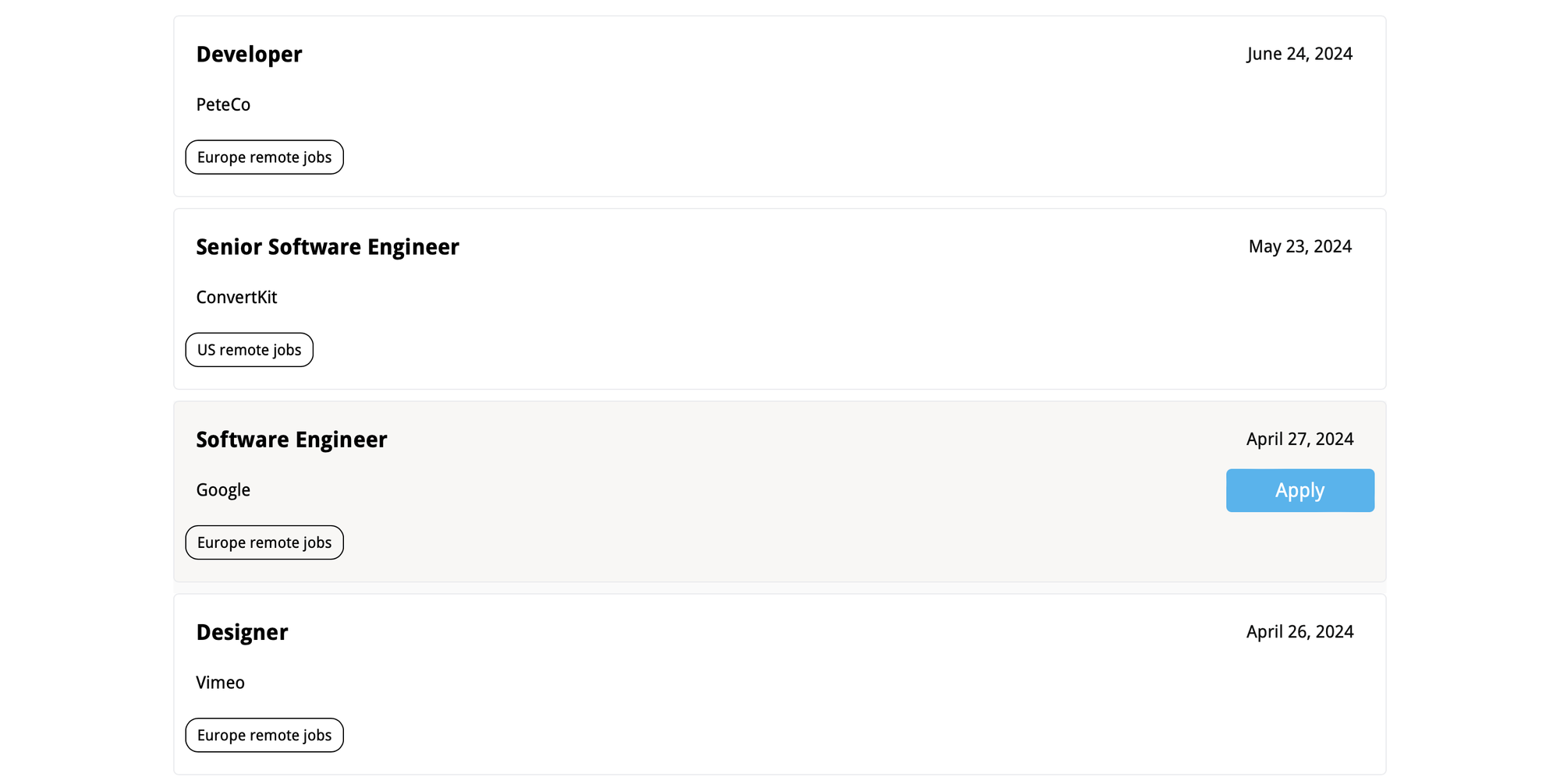 Job board example