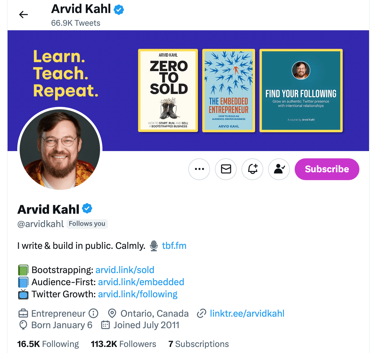Arvid Kahl X profile