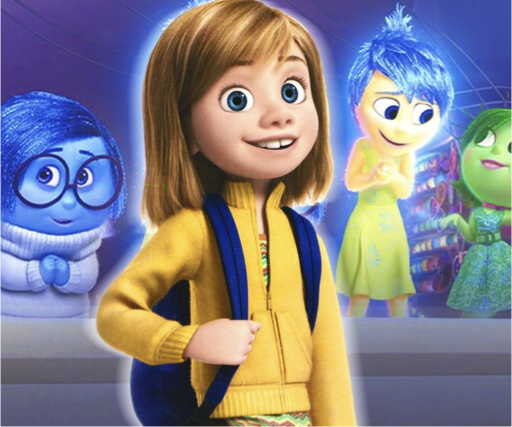 An image of Riley from Inside Out with Sadness and Joy behind her