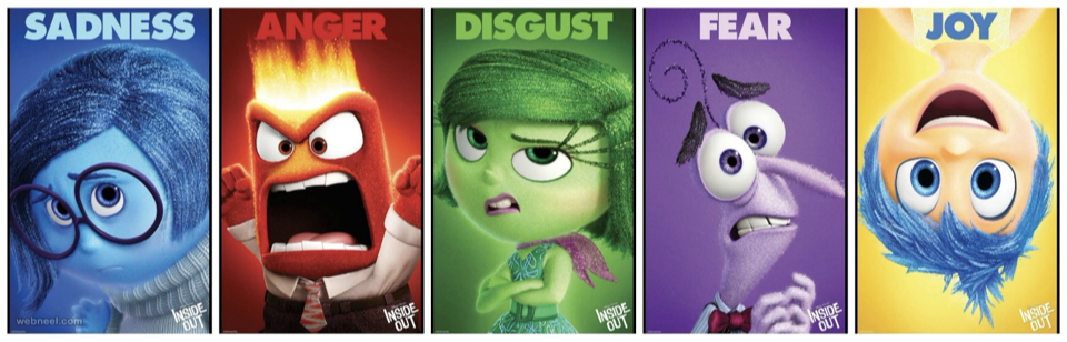 Sadness, Anger, Disgust, Fear, and Joy, from Inside Out