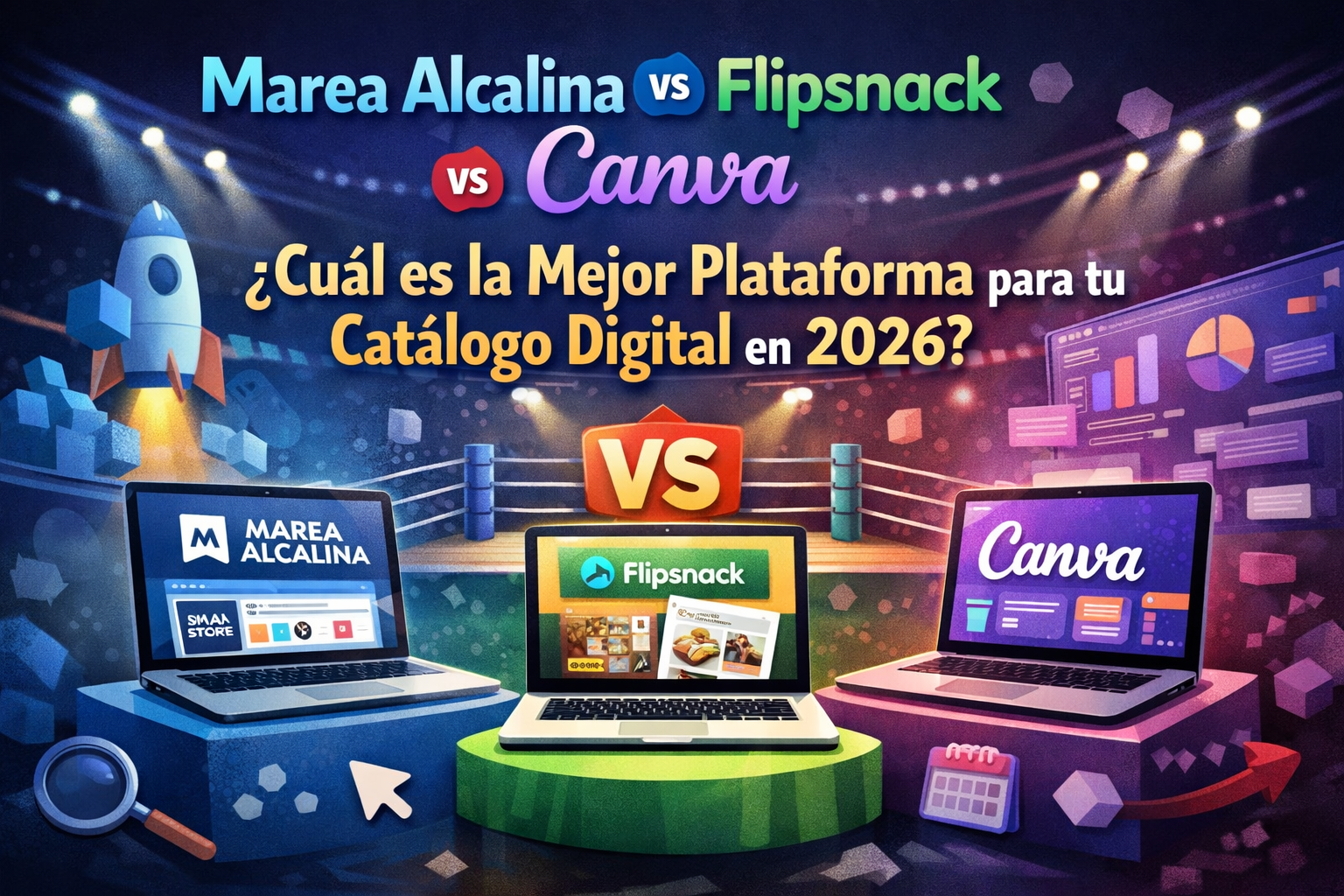 Marea Alcalina vs Flipsnack vs Canva: ¿Cuál es la Mejor Plataforma para tu Catálogo Digital en 2026?