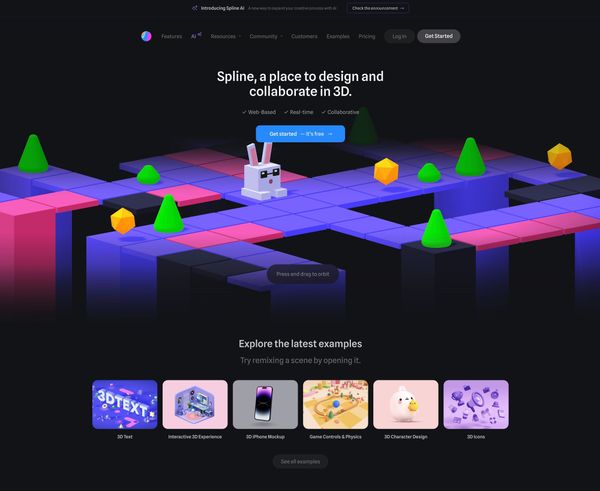 Spline.Design:  3D tools in a web browser, Now with AI Prompts.