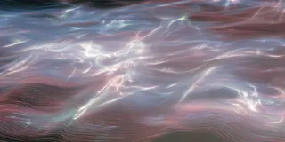 Abstract flowing waves of soft pink and blue light