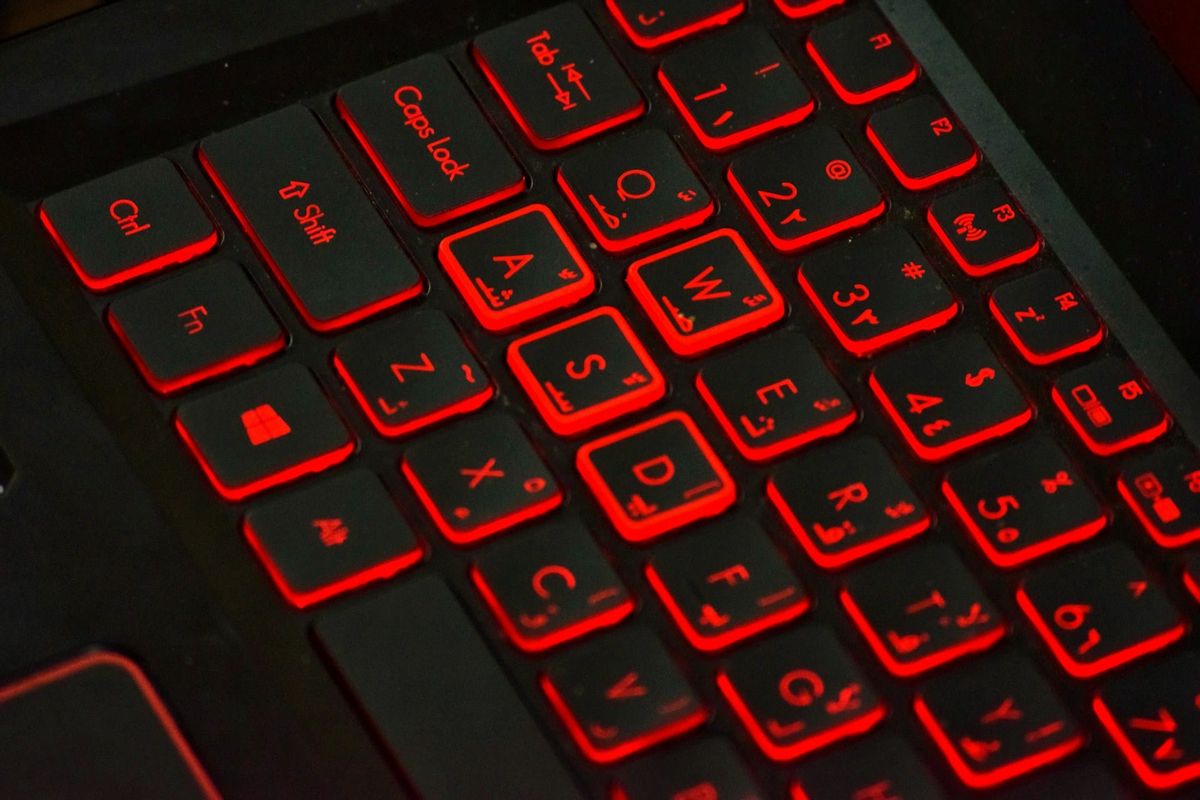 Keyboard illuminated with red letters