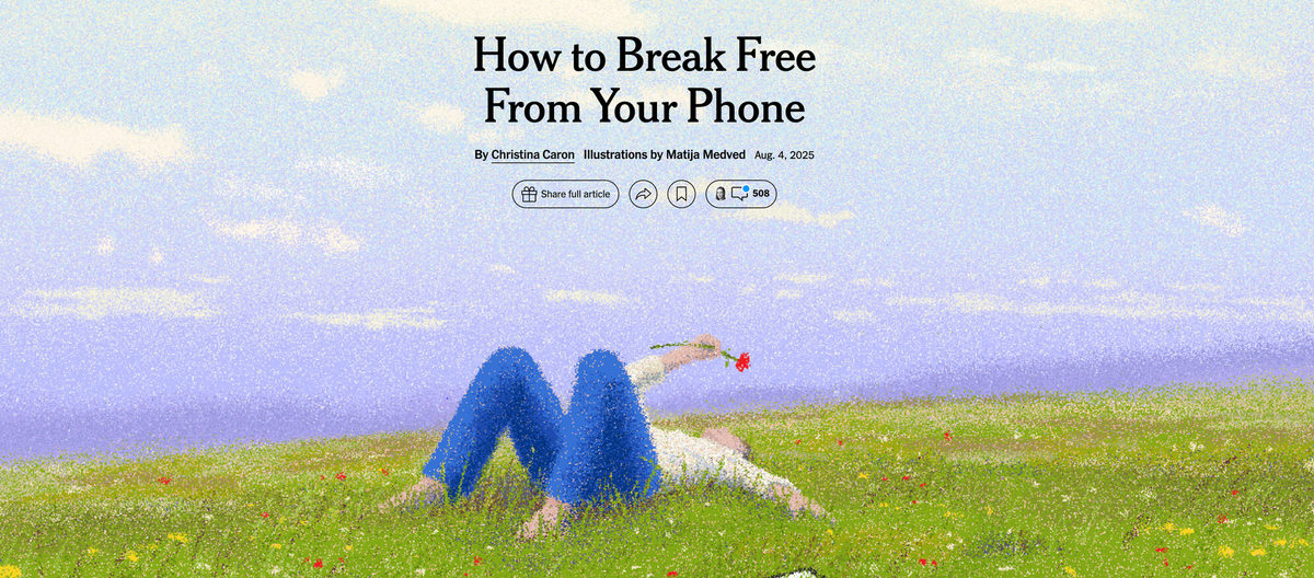 Screen grab of NYT phone freedom cover image