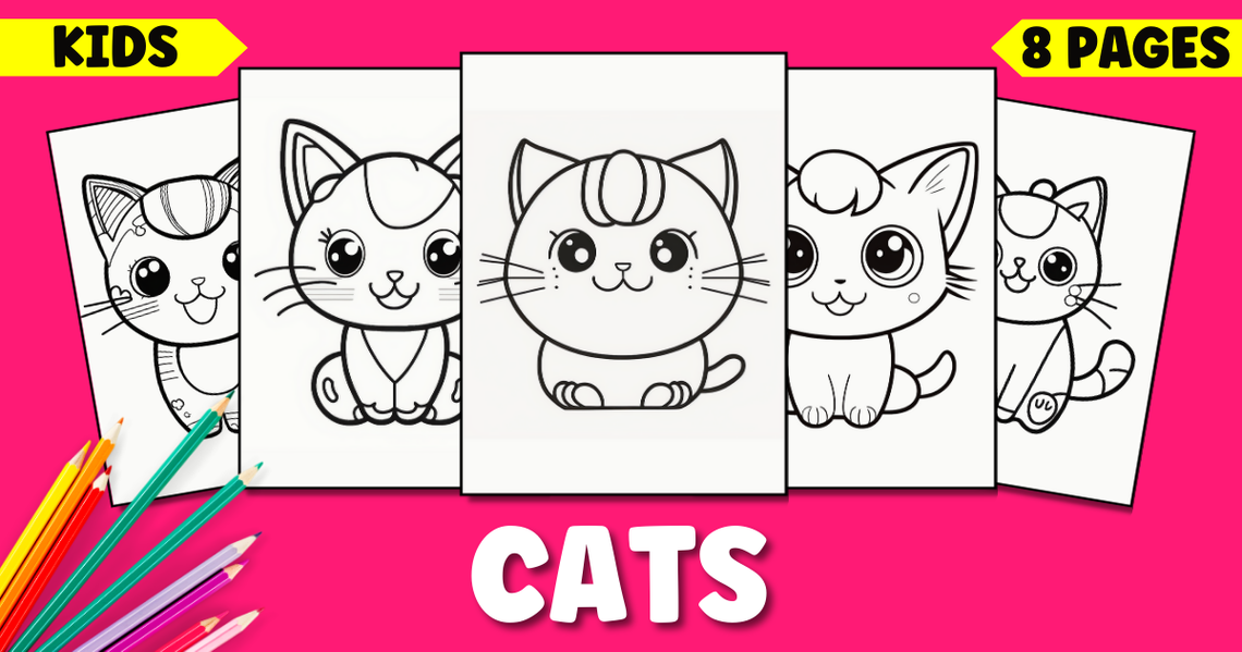 Printable Cute Cat Coloring Pages for Kids: Fun & Creative Activity for Kids