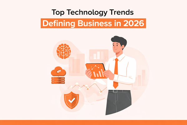 Infographic illustrating the top technology trends shaping business strategy and innovation in 2026.