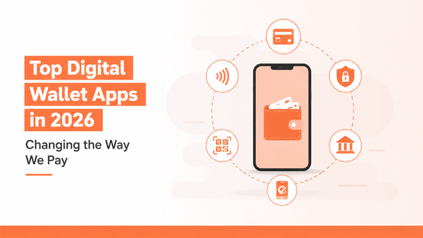Top digital wallet apps in 2026 illustration showing mobile payments and digital wallet technology