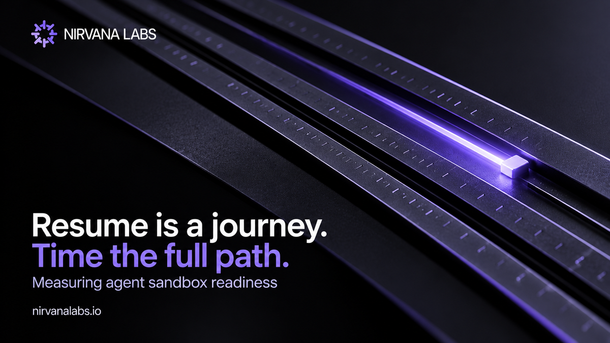 A violet pulse travels along a precision timing track, illustrating end-to-end agent sandbox readiness.