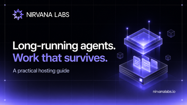 Lavender glass compute layer above files on a persistent storage base, with the headline Long-running agents. Work that survives.